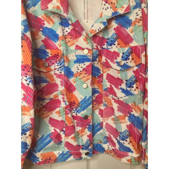 Boutique Emily Wonder sz L multicolor corduroy shacket - Picture 4 of 10